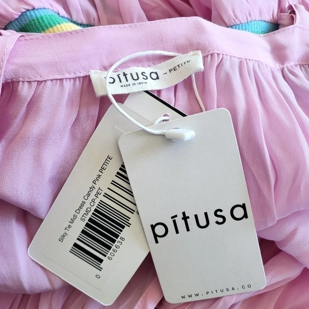 New Pitusa Silky Tie Keyhole Sleeveless Candy Pink Swim Cover-Up Dress NWT